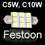 Светодиодная Led автолампа Festoon с цоколем SV8, 5 C5W ,  C10W 31-42mm 